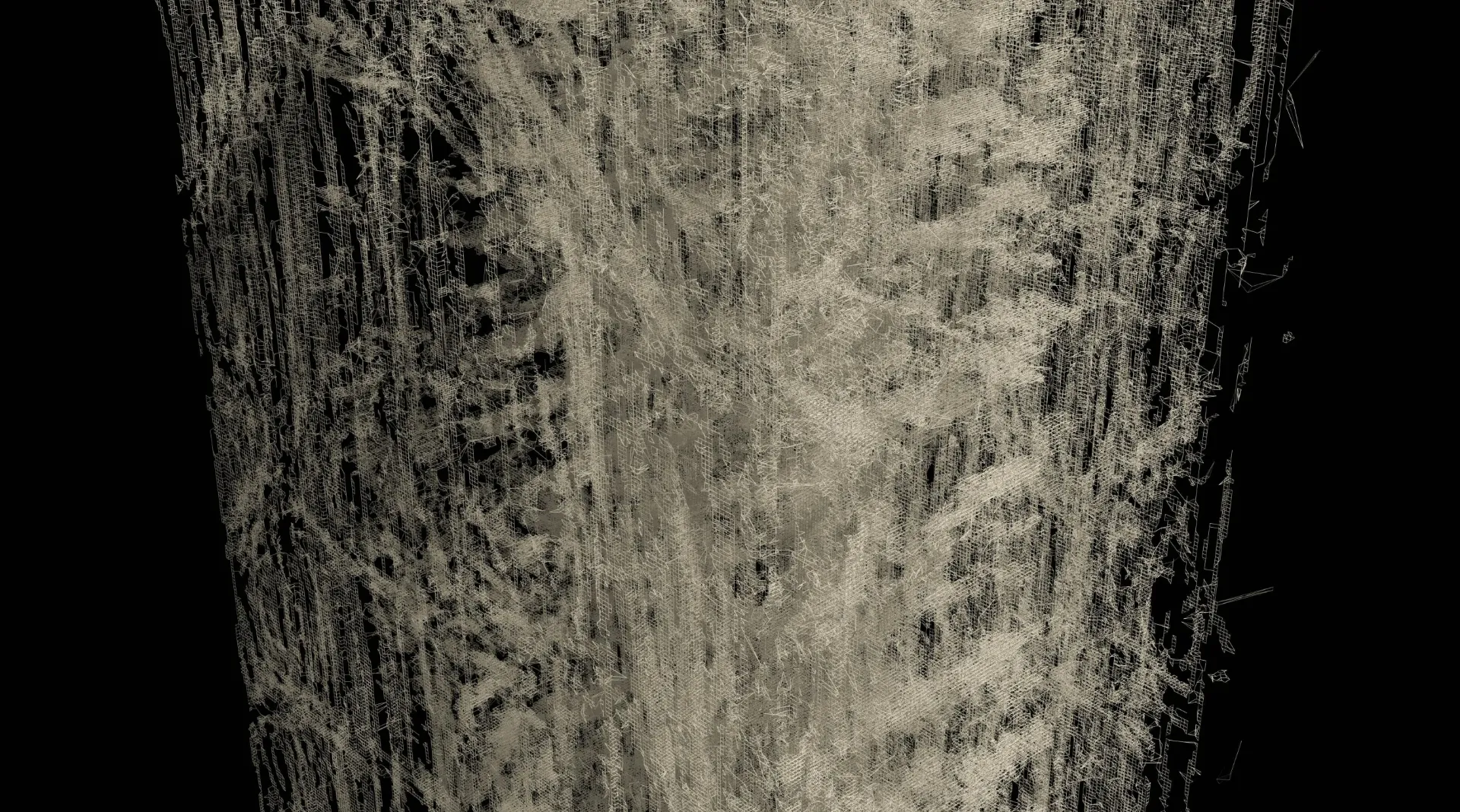 Computational model displaying the organic, forest-like arrangement of the sculpture's structural elements, inspired by wood's natural growth patterns.